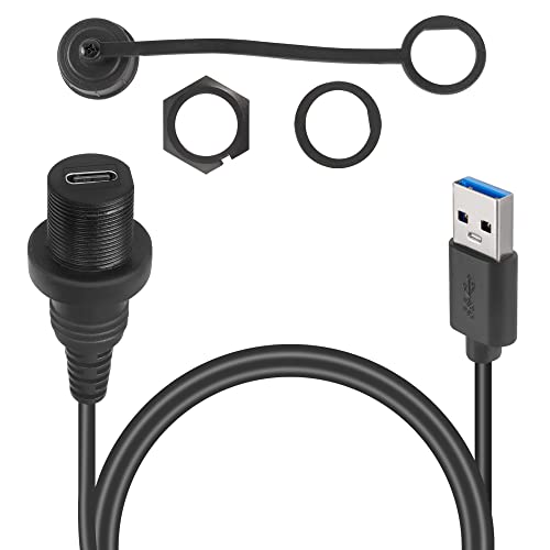 QIANRENON USB C auf USB 3.0 Gewinde Eingebettet Wasserdicht Kabel Adapter 5Gbps USB 3.0 Stecker auf USB C Buchse Panel-Montage Kabel, 5V/3A, Montage auf Armaturenbrett oder Gerätetafeln, 1M/3.3ft QIANRENON USB C auf USB 3.0 Gewinde Eingebettet Wasserdicht Kabel Adapter 5Gbps USB 3.0 Stecker auf USB C Buchse Panel-Montage Kabel, 5V/3A, Montage auf Armaturenbrett oder Gerätetafeln, 1M/3.3ft von QIANRENON