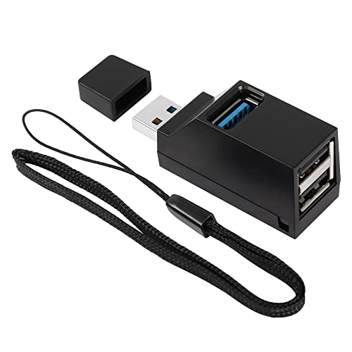 QIANRENON USB Hub 90 Grad Splitter 3 Port USB 3.0 Adapter Tragbar Powered Data USB Hub Transfer for PC Laptop USB Flash Drives,Black von QIANRENON