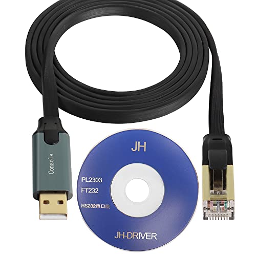 QIANRENON USB-Konsolenkabel, USB A auf RJ45, Netzwerkgerät, Konsole, Debugger-Kabel, mit Treiber-CD, professioneller technischer Debugging Switche, Router, Firewall-Server, 1,8 m von QIANRENON