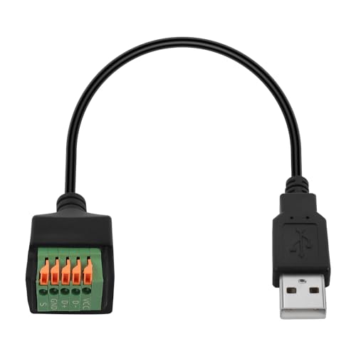 QIANRENON USB2.0 Schnell verbindung Lötfrei Kurzes Kabel Adapter USB2.0 Stecker auf 5Pin Crimp Klemmen Anschluss USB2.0 Spring Terminal Breakout Board Stecker, für DIY/Reparatur USB, 30cm/11.8in von QIANRENON