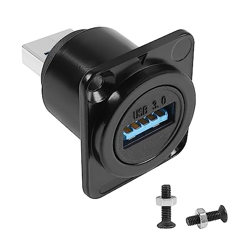 QIANRENON USB3.0 Panel Montage Adapter 5Gbps USB Stecker auf Buchse Konverter Anschluss USB3.0 Gerade Durch Einbaubuchse D Type Panel/XLR Panel Montage, für Datenübertragung/Laden von QIANRENON