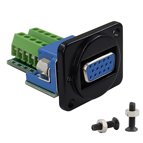 QIANRENON VGA DB15 Panel Mount Adapter VGA DB15 Buchse auf 3+6 Crimp Kabelschuhe lötfreier Anschluss VGA DB15 3+6 Engineering Wiring Socket, XLR Panel/D-Typ Panel Mount,überträgt analoge Videosignale QIANRENON VGA DB15 Panel Mount Adapter VGA DB15 Buchse auf 3+6 Crimp Kabelschuhe lötfreier Anschluss VGA DB15 3+6 Engineering Wiring Socket, XLR Panel/D-Typ Panel Mount,überträgt analoge Videosignale von QIANRENON