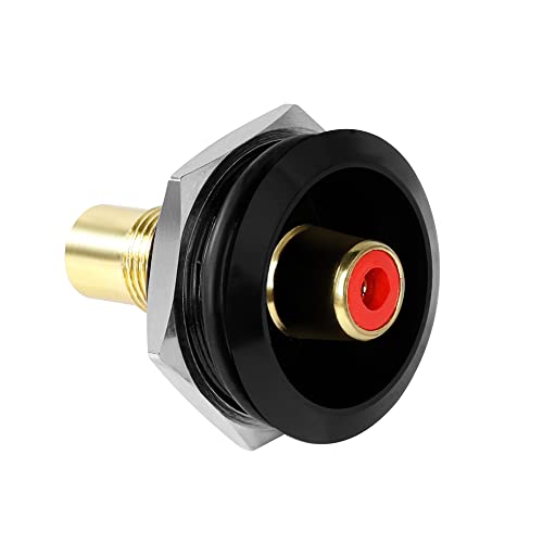 QIANRENON Vergoldet RCA Eingebettet Gewinde Runder Adapter, RCA Buchse auf Buchse Panel Montage AV Anschluss, für S/PDIF, TV, Subwoofer, Phono, Lautsprecher, Verstärker, Rot von QIANRENON