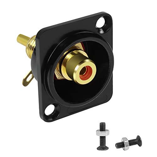 QIANRENON Vergoldeter RCA Panel Montage Adapter - Buchse auf Lötanschlüsse, AV Anschluss, D-Panel/XLR Montage für S/PDIF TV Audio Video Phono Lautsprecher Verstärker, Rot QIANRENON Vergoldeter RCA Panel Montage Adapter - Buchse auf Lötanschlüsse, AV Anschluss, D-Panel/XLR Montage für S/PDIF TV Audio Video Phono Lautsprecher Verstärker, Rot von QIANRENON