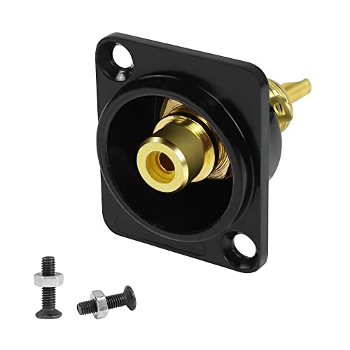 QIANRENON Vergoldeter RCA Panel Montage Adapter RCA Buchse auf Lötanschlüsse AV Anschluss RCA Löten Buchsen, XLR Panel/D-Panel Montage, für Audio Video TV Lautsprecher RCA-Kabel Verstärker, Gelb von QIANRENON