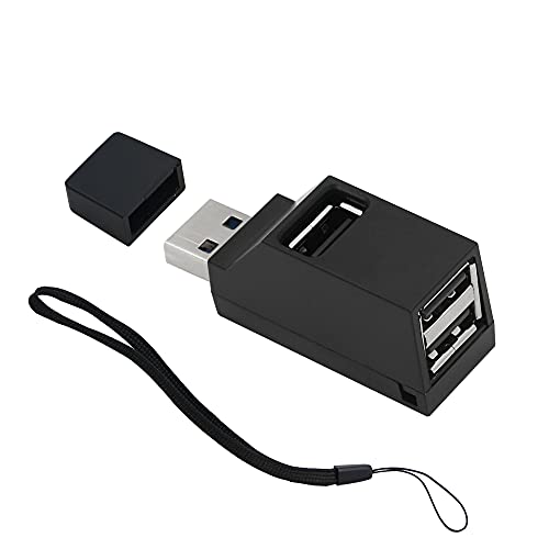 USB Hub 90 Grad Splitter 3 Port USB 2.0 Adapter Tragbar Powered Data USB Hub Transfer for PC Laptop USB Flash Drives,Black von QIANRENON