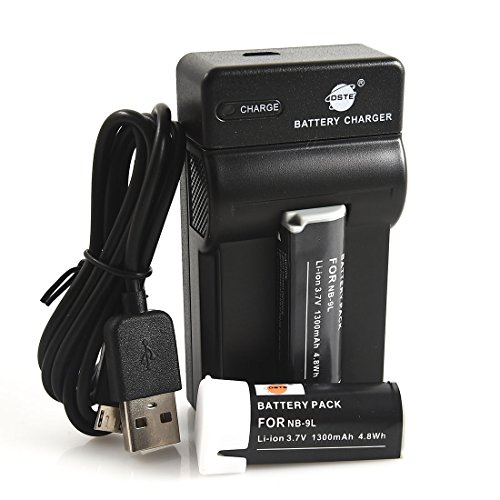 DSTE NB-9L Li-Ion Akku (2er-Pack) und Micro-USB-Ladegerät, kompatibel mit Canon PowerShot ELPH 510 520 530 HS PowerShot N PowerShot SD4500 IS IXUS 500 510 1000 1100 HS IXY 1 IXY 3 IXY 50S IXY 51S von QIAOJINLIN