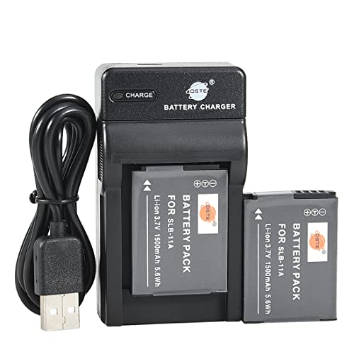DSTE SLB-11A Li-Ion-Akku (2er-Pack) und Micro-USB-Ladegerät, kompatibel mit Samsung WB600 WB650 WB700 CL65 CL80 EX1 HZ25W HZ35W HZ50W ST1000 ST500 TL240 TL320 TL350 TL500 Digitalkamera von QIAOJINLIN