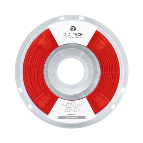 QIDI TECH Geruchloses ABS Filament 1.75mm, 3D Drucker Filament, 1 KG Spule (2.2lbs), 3D Druck Filament für die meisten FDM 3D Drucker, Rot von QIDI TECH