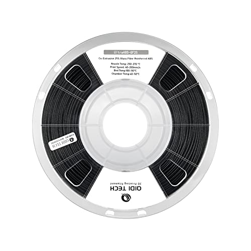 QIDI TECH Glass Fiber ABS Filament 1.75mm, ABS-GF25 Glasfaser 3D Drucker Filament Fit die meisten FDM 3D Drucker, Frosted Textur, Hohe Härte, 1KG Spule, Schwarz von QIDI TECH