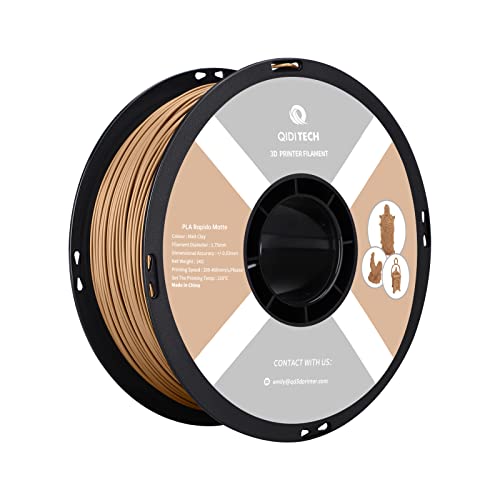 QIDI TECH Matte PLA Rapido Filament 1.75mm, 1kg Spule (2.2lbs), Geeignet für Hochgeschwindigkeitsdruck, 3D Druck Filament, Fit die meisten FDM 3D Drucker, Matte Malzton von QIDI TECH