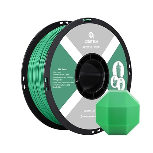 QIDI TECH PLA Rapido Filament 1.75mm, 3D Drucker Filament PLA, geeignet für Hochgeschwindigkeitsdruck, PLA Filament 1.75 für die meisten FDM 3D Drucker, 1 KG Spule (2.2lbs), Grün von QIDI TECH