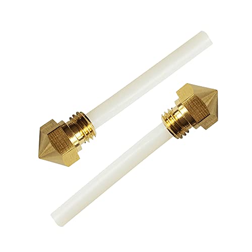 QIDI TECH i-Fast 3D Drucker Düsen, 0,4 mm M7 Messing Hochtemperatur Extruder Düsen mit PTFE-Rohr Länge 46mm für 1,75mm Filament (2 Stück) von QIDI TECH