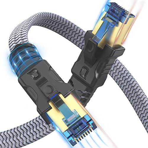 Cat 8 Ethernet-Kabel, 3 m, schnellstes Cat8-Internet-Netzwerkkabel, Hochgeschwindigkeits-2000 MHz, 40 Gbit/s, S/FTP, RJ45-Kabel für Gaming/Xbox/PS4/5/Modem/Router, geflochtenes, strapazierfähiges, von QIFGUO