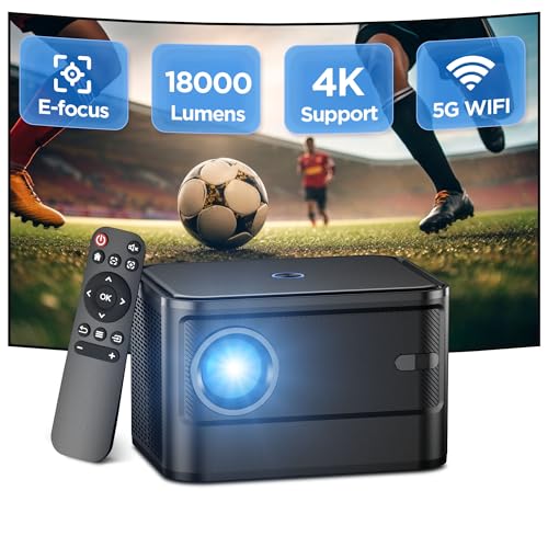 Mini Beamer,【Elektrischer Fokus】 A40 Tragbarer Projektor 4K, 18000Lumen Full HD 1080P WiFi Bluetooth Projektor, Trapezkorrektur, Beamer Handy, Heimkino Projektor für Telefon/Laptop/TV Stick/USB/HDMI Mini Beamer,【Elektrischer Fokus】 A40 Tragbarer Projektor 4K, 18000Lumen Full HD 1080P WiFi Bluetooth Projektor, Trapezkorrektur, Beamer Handy, Heimkino Projektor für Telefon/Laptop/TV Stick/USB/HDMI von QIGEEKU