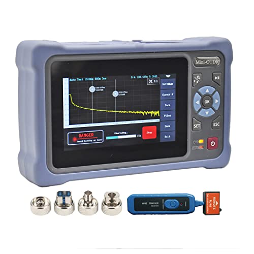 QIIRUN OTDR Messgerät 1310/1550nm 26/24dB mit 4,3-Zoll-Touchscreen, 11-in-1 OTDR Single Mode mit VFL OPM OLS Event Map RJ45, FC/UPC SC ST LC-Anschlüsse Inklusive (NK4000D) von QIIRUN