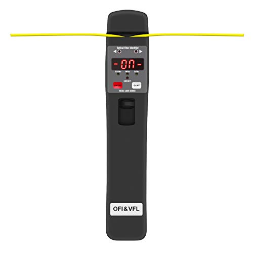 QIIRUN Optische Faser Identifier mit 10-15km Visuelle Fehlersuche für 0,25 mm 0,9 mm 3,0 mm Glasfaser, Live Fiber Optical Identifier optisches Kabeltester 800-1700nm Ein-Tasten-Bedienung (TMOFI-401) von QIIRUN