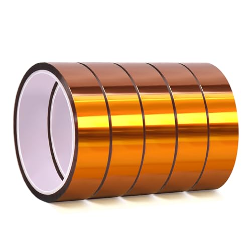 QILIMA 5 Rollen 25 mm x 33 m Thermo-Klebeband, hitzebeständiges Klebeband, Transfer-, Thermo-Vinyl-Klebeband für Sublimation, rückstandsfrei, Elektronik, Schweißen, Leiterplatten QILIMA 5 Rollen 25 mm x 33 m Thermo-Klebeband, hitzebeständiges Klebeband, Transfer-, Thermo-Vinyl-Klebeband für Sublimation, rückstandsfrei, Elektronik, Schweißen, Leiterplatten von QILIMA