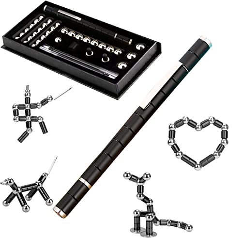 QILUCKY Magnetischer Kugelschreiber, Gadgets für Männer, für Männer und Teenager, Fidget Pen, Lustig Multifunktions Magnetstift (Schwarz) von QILUCKY