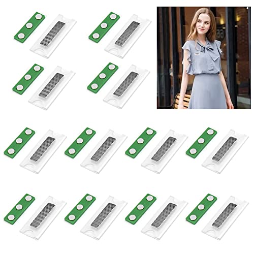 QINERSAW 12 Stück Namensschilder Magnet Selbstklebend Magnetisch Namensschild Schilder Kleidung Metall Namensschild Halter mit 3-Punkt Magnet für Ausweishüllen Beschriften Fliegengitter von QINERSAW