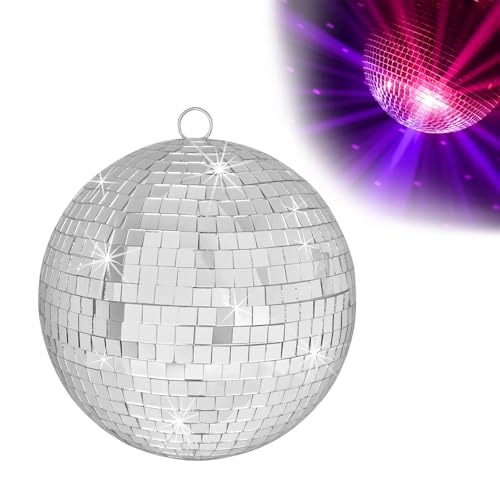 QINERSAW Ø15CM Spiegelkugel Silber Party DiscoKugel Spiegel Disco Ball Party Kugel Mirrorball zum Aufhängen für Party Karneval Geburtstag Mottoparty Weihnachten Schaumstoff von QINERSAW