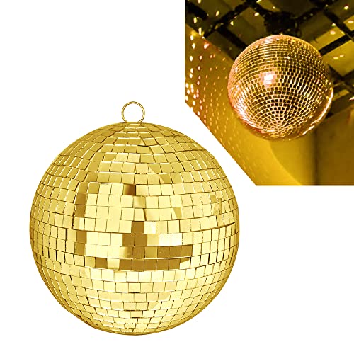 QINERSAW Ø20CM Spiegelkugel Gold Party DiscoKugel Spiegel Disco Ball Party Kugel Mirrorball zum Aufhängen für Party Karneval Geburtstag Mottoparty Weihnachten Schaumstoff von QINERSAW