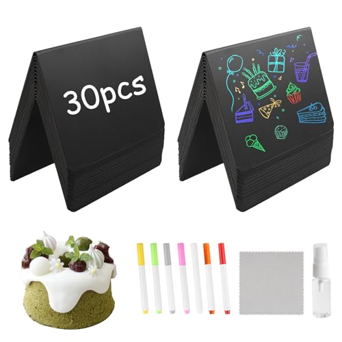QINGYIWL 30stk Mini Kreidetafel Klein Set Kleine Tafeln Zum Beschriften 10 * 7,5 cm Preisschilder Aufsteller in V-Form Küchennotizen,Tischkarten für Nachrichtenschilder Buffet Hochzeit Party Bäckerei von QINGYIWL