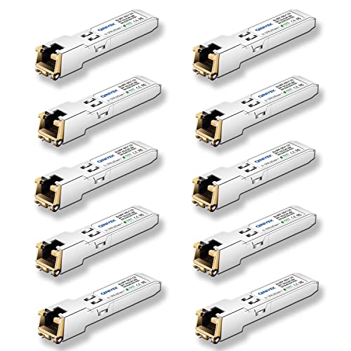 [10 Stück] 1.25/2.5/5/10G SFP+ auf RJ45 Transceiver, Kupfer SFP+ Modul, Cat.6a/7, bis zu 30m, für Cisco SFP-10G-T-S, MikroTik S+RJ10, Ubiquiti UF-RJ4 5–10 g. , Netgear AXM765, TP-Link, Fortinet von QINIYEK