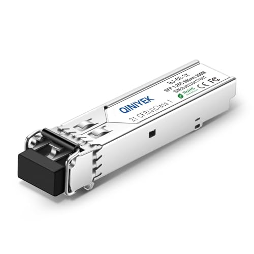 1000Base-SX Multimode Fibre Modul, 1,25G SFP LC Mini Gbic Transceiver Compatible with Cisco GLC-SX-MMD/GLC-SX-MM, Meraki, Mikrotik S-85DLC05D, Ubiquiti, Netgear, D-Link, Zyxel, Open Switch,(550m, DDM) von QINIYEK