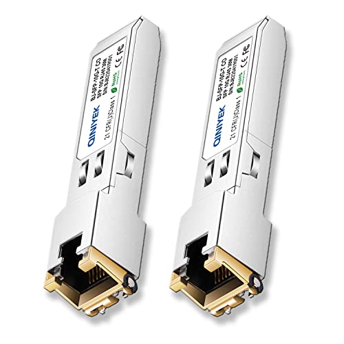 [2 Pack] 1.25/2.5/5/10G SFP+ auf RJ45 Transceiver, Kupfer SFP+ Modul, Cat.6a/7, bis zu 30m, für Cisco SFP-10G-T-S, MikroTik S+RJ10, Ubiquiti UF-RJ45-10G, Netgear AXM765, Netgear, TP-L. Tinte, Fortinet von QINIYEK