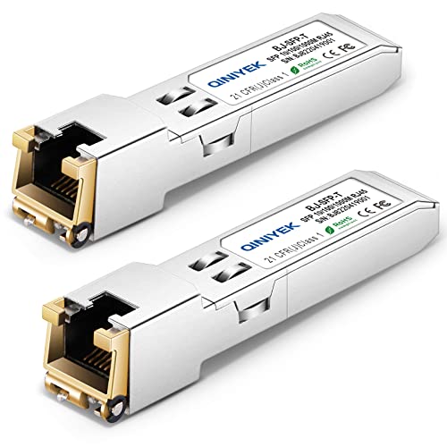 [2Pack] QINIYEK 1.25G SFP auf RJ45 Module, 10/100/1000BASE-T Kupfer SFP Transceiver für Cisco GLC-T/SFP-GE-T, Meraki MA-SFP-1GB-TX, Ubiquiti UniFi UF-RJ45-1G, Netgear, Zyxel, D-Link TP-Link QNAP, 100m von QINIYEK