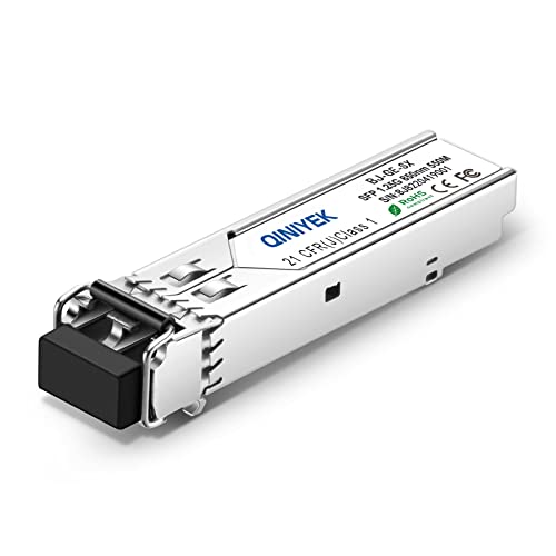 QINIYEK 1.25G Multimode SFP Modul, 1000Base-SX SFP zu LC Glasfaser Transceiver für Ubiquiti UF-MM-1G, Supermicro, Netgear (MMF 850nm,550m,DDM) von QINIYEK