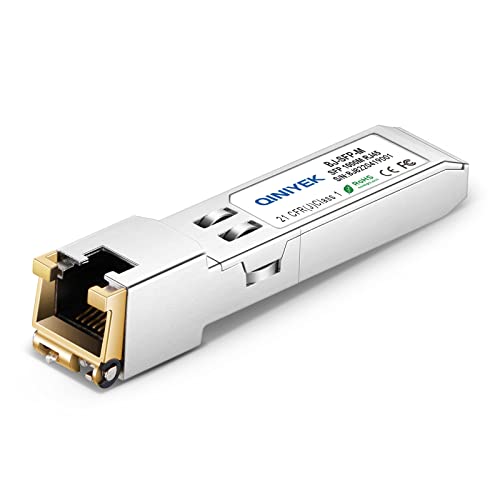 QINIYEK 1.25G SFP-T, 1000BASE-T RJ45 Kupfer SFP für Cisco GLC-T/SFP-GE-T, Ubiquiti UF-RJ45-1G, Netgear, Supermicro, bis zu 100m (1 Stück) von QINIYEK