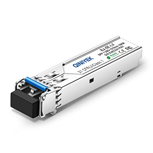 QINIYEK 1.25G Single Mode SFP-Modul, 1000Base-LX SFP zu LC-Glasfaser-Transceiver für Mikrotik CRS309-1G-8S+IN/RB760iGS (SMF, 1310 nm, 20 km, DDM) von QINIYEK