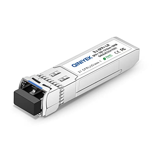 QINIYEK 10GBase-LR SFP+ Transceiver, 10G Singlemode SFP+ LC-Modul für Cisco SFP-10G-LR, Ubiquiti UF-SM-10G, Meraki MA-SFP-10GB-LR, Mikrotik, Supermicro, Netgear(SMF,1310nm,10km,DDM)(Packung mit 1) von QINIYEK