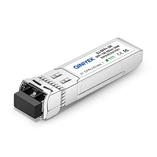 QINIYEK 10GBase-SR SFP+ Transceiver, 10G Multimode SFP+ LC-Modul, 850 nm MMF, bis zu 300 m, kompatibel mit Juniper EX-SFP-10GE-SR/QFX-SFP-10GE-SR/SFPP-10GE-SR QINIYEK 10GBase-SR SFP+ Transceiver, 10G Multimode SFP+ LC-Modul, 850 nm MMF, bis zu 300 m, kompatibel mit Juniper EX-SFP-10GE-SR/QFX-SFP-10GE-SR/SFPP-10GE-SR von QINIYEK
