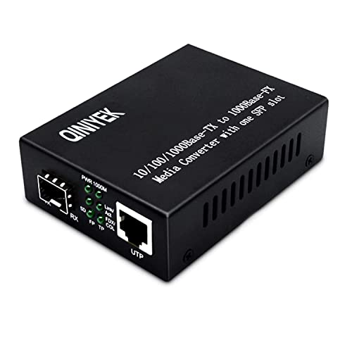 QINIYEK Gigabit-Glasfaser-Ethernet-Medienkonverter, 10/100/1000Base-Tx auf 1000Base-FX Open SFP Slot, unterstützt SFP-Gigabit-Module Ethernet auf Glasfaser SFP Single/Dual LC Fiber von QINIYEK