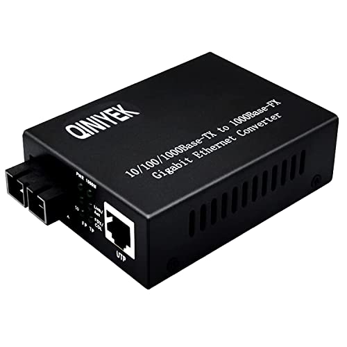 QINIYEK Gigabit-Glasfaser-Ethernet-Medienkonverter, 10/100/1000Base-Tx auf 1000Base-TX, Multimode Dual SC Fiber, bis zu 550 M von QINIYEK