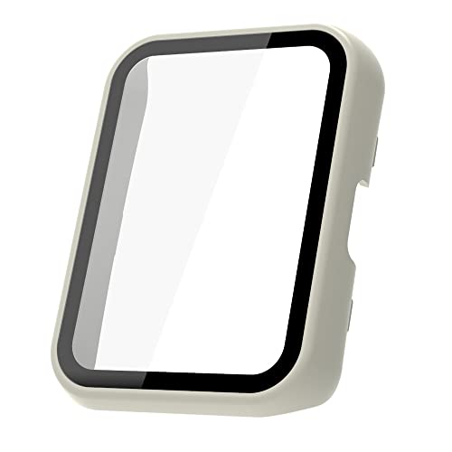 QINOUK Harte PC-Hülle für Huawei Watch Fit 2 mit eingebautem Displayschutz aus gehärtetem Glas, [Anti-Drop] Rundumschutz, kratzfest, dünn, kompatibel mit Huawei Watch Fit 2-Weiß von QINOUK
