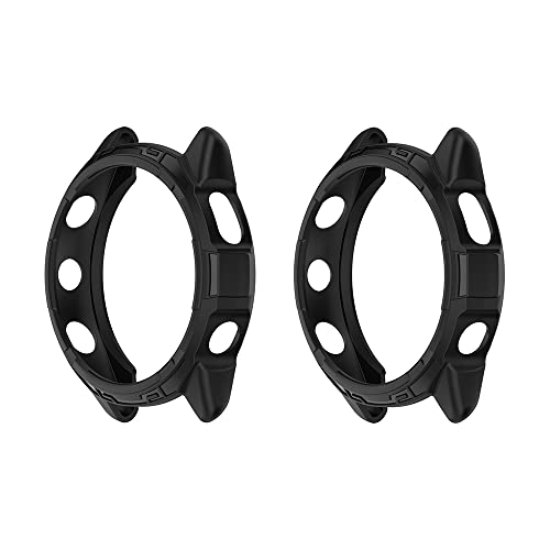QINOUK Hülle für Garmin Forerunner 965, [2-Pack] [Anti-Sturz] Weiches TPU Teilweise Schutzhülle, Dünnes Hülle für Garmin Forerunner 965-Schwarz von QINOUK