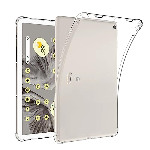 QINOUK Hülle für Google Pixel Tablet, [Airbag-Schutz] Ultra-dünne Stoßfeste Schutzhülle, Weiche TPU Klar Hülle, kompatibel mit Google Pixel Tablet-Transparent von QINOUK