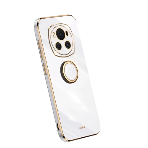 QINOUK Hülle für Honor Magic 6 Pro, [Stoßfest] Weiches TPU Hülle mit Ring, Kratzfeste Schutzhülle für Elektroplatten Case für Honor Magic 6 Pro-Weiß von QINOUK