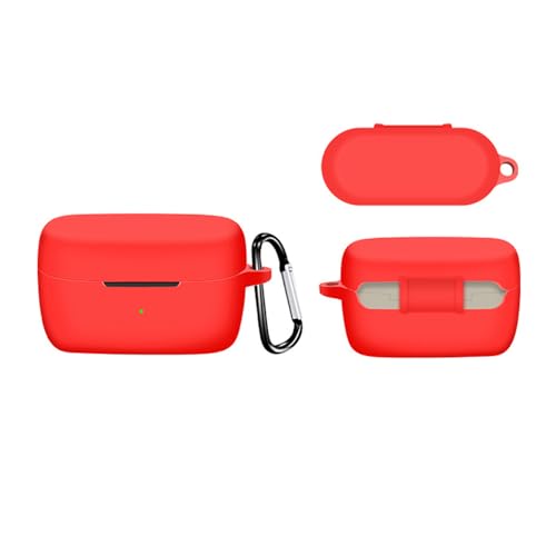 QINOUK Hülle für Jabra Elite 5, [Stoßfest] Weiche Silikonhülle, mit D-förmigem Clip, Schutzhülle für Jabra Elite 5-Rot von QINOUK