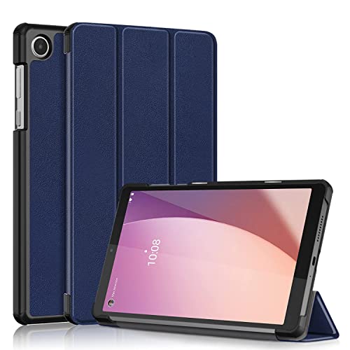 QINOUK Hülle für Lenovo Tab M8 (4th Gen), [Standfunktion] Ultradünne Smart Cover mit Auto Sleep Wake, PU und PC Anti-Kratz-Schutzhülle, für Lenovo Tab M8 (4th Gen)-Blau von QINOUK