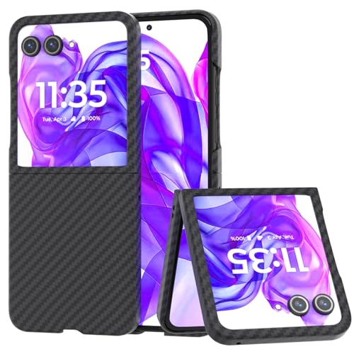QINOUK Hülle für Motorola Razr 50 Ultra, [Anti-Kratzer] Ultradünnes PC Schutzhülle Case Karbonfaser Textur, Hülle für Motorola Razr 50 Ultra-Schwarz von QINOUK