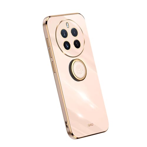 QINOUK Hülle für Realme 12 Pro+, [Stoßfest] Weiches TPU Hülle mit Ring, Kratzfeste Schutzhülle für Elektroplatten Case für Realme 12 Pro+-Rosa von QINOUK