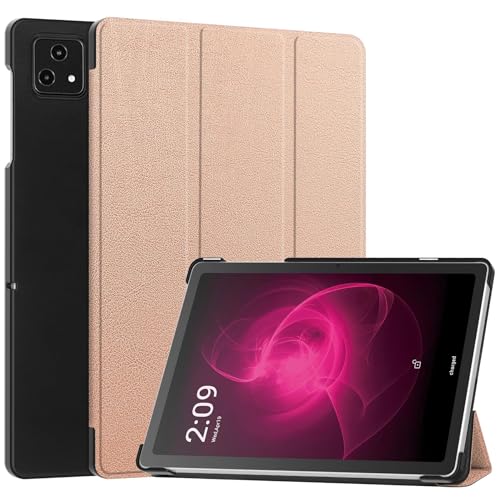 QINOUK Hülle für T-Mobile Revvl Tab 5G, [Standfunktion] Ultradünne Smart Cover mit Auto Sleep Wake, PU und PC Anti-Kratz-Schutzhülle, für T-Mobile Revvl Tab 5G-Rose Gold von QINOUK