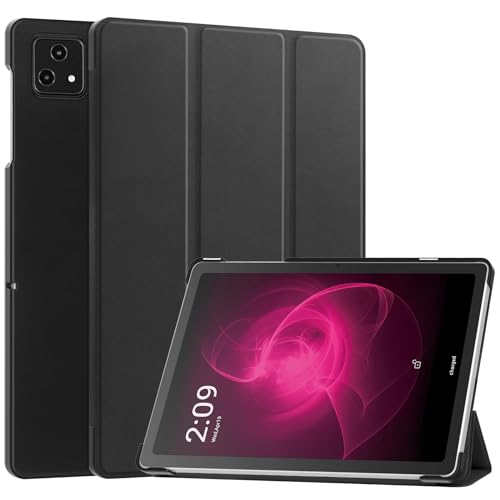 QINOUK Hülle für T-Mobile Revvl Tab 5G, [Standfunktion] Ultradünne Smart Cover mit Auto Sleep Wake, PU und PC Anti-Kratz-Schutzhülle, für T-Mobile Revvl Tab 5G-Schwarz von QINOUK