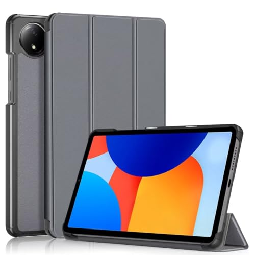 QINOUK Hülle für Xiaomi Redmi Pad SE 8.7 4G, [Standfunktion] Ultradünne Smart Cover mit Auto Sleep Wake, PU und PC Anti-Kratz-Schutzhülle, für Redmi Pad SE 8.7 4G-Grau von QINOUK