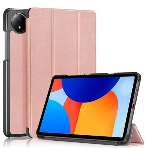 QINOUK Hülle für Xiaomi Redmi Pad SE 8.7 4G, [Standfunktion] Ultradünne Smart Cover mit Auto Sleep Wake, PU und PC Anti-Kratz-Schutzhülle, für Redmi Pad SE 8.7 4G-Rose Gold von QINOUK